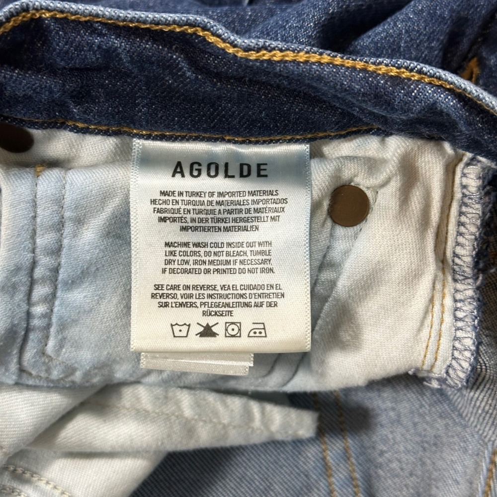 AGOLDE Riley Long High Rise Straight Jeans 27 Dark Blue Button Fly A9090B-1255 - Picture 6 of 11